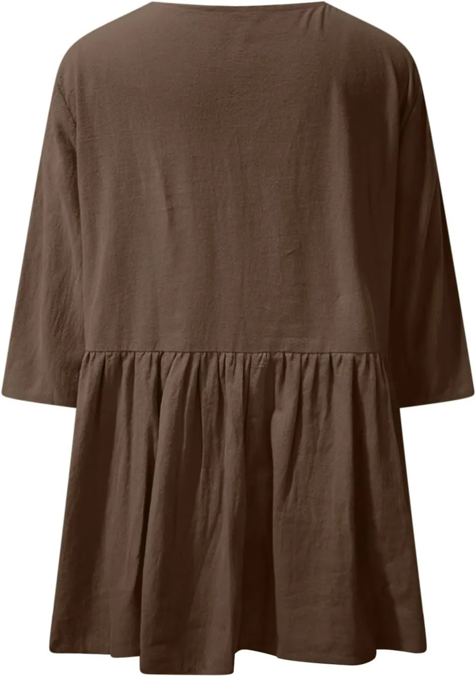 Summer Tops for Women Cotton Linen Shirts Blouse Solid Casual V-Neck 3/4 Sleeve T Shirt Tunics Wear with Leggings