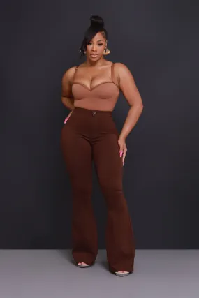 Super Swank High Rise Flare Stretchy Jeans - Chocolate