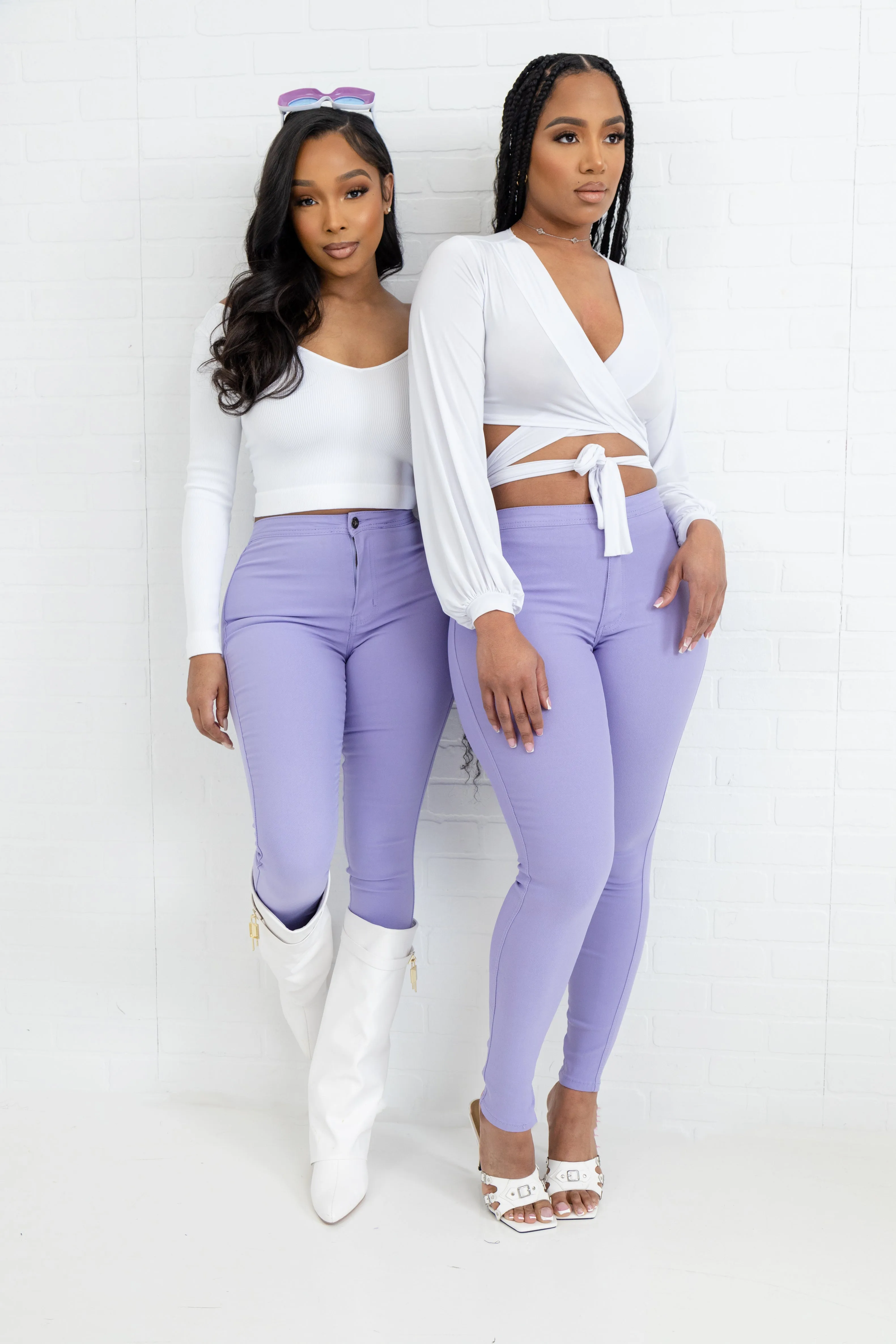 Super Swank High Waist Stretchy Jeans - Lavender