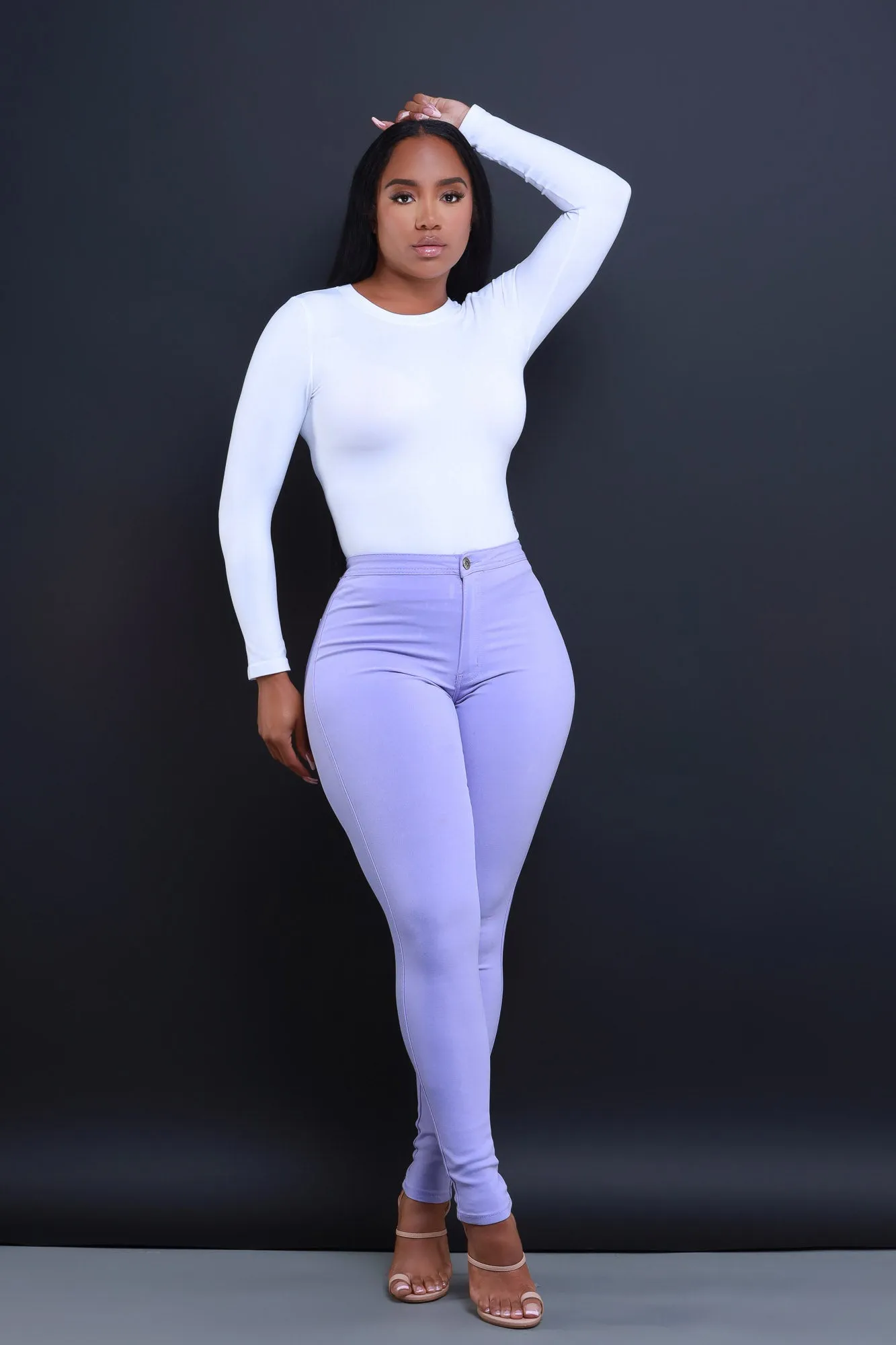 Super Swank High Waist Stretchy Jeans - Lavender