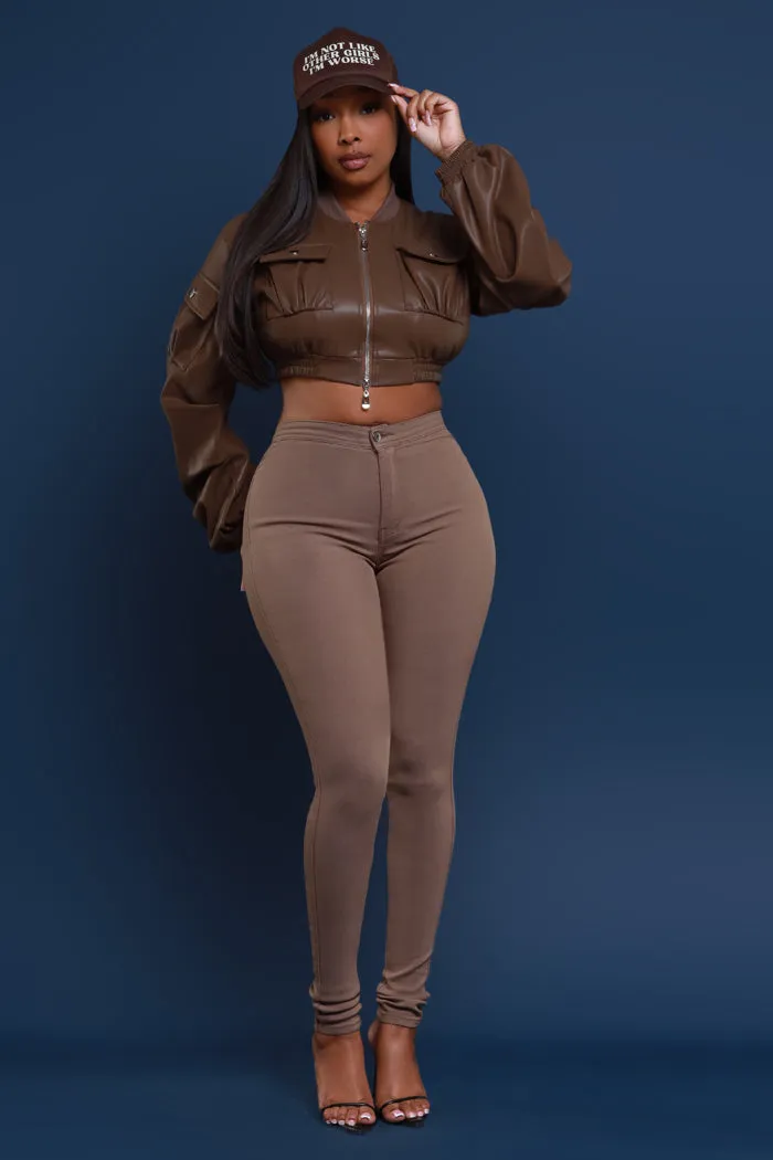 Super Swank High Waist Stretchy Jeans - Moss