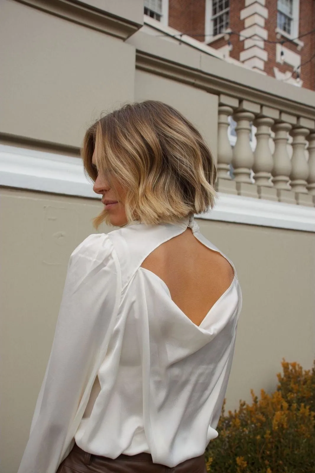 Tara Satin Pleated Blouse