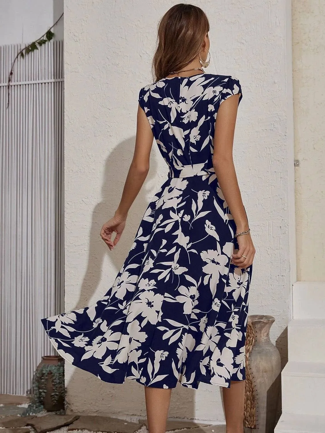 V-neck boho printed dress