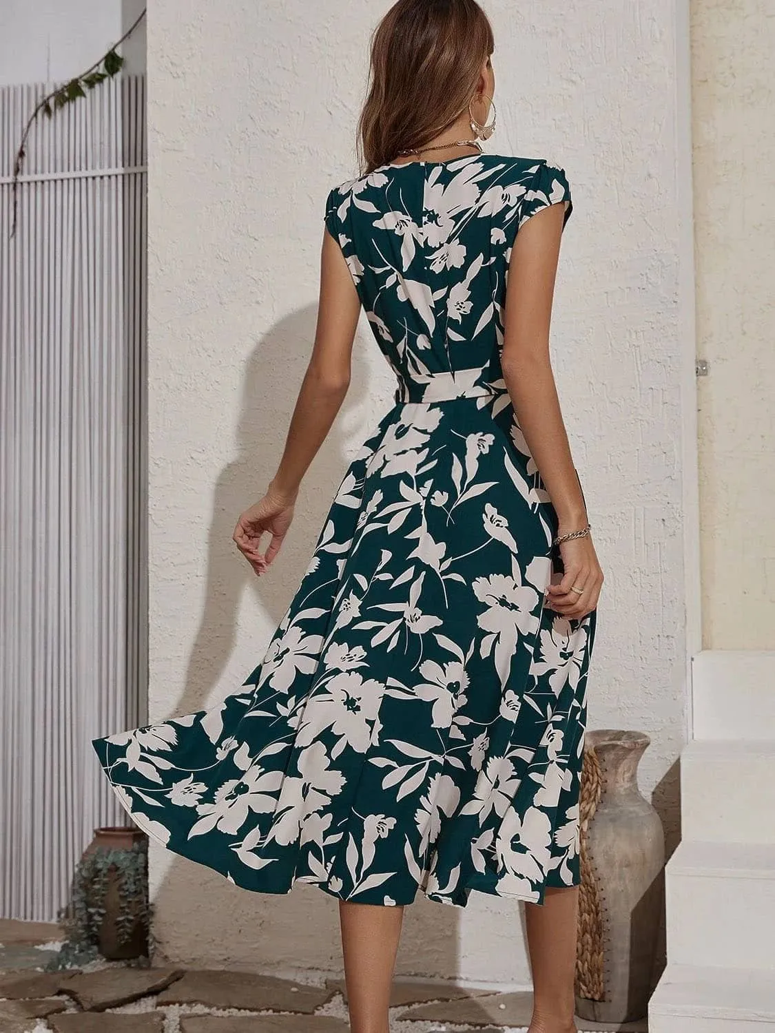 V-neck boho printed dress