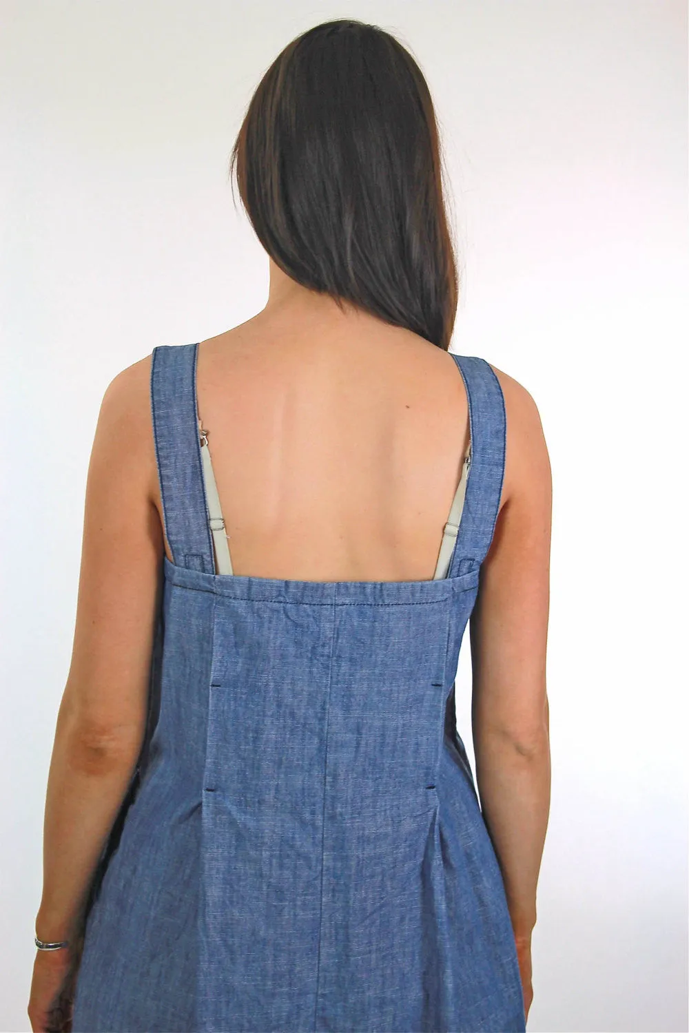 Vintage 90s Grunge blue chambray mini sun dress