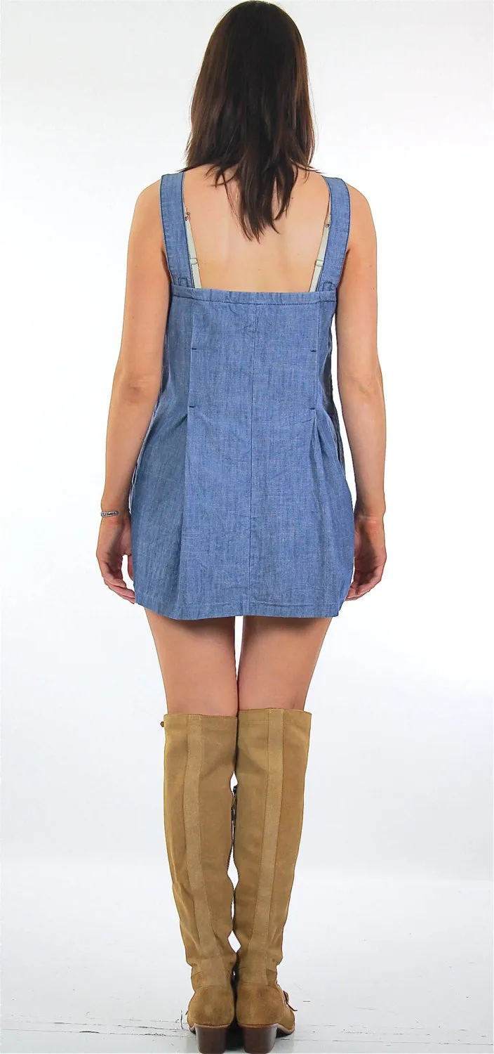 Vintage 90s Grunge blue chambray mini sun dress