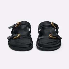 Wholesale Summer Women's Shoes with Rear Empty Black Buckle Breathable Fashion Flat Sandals