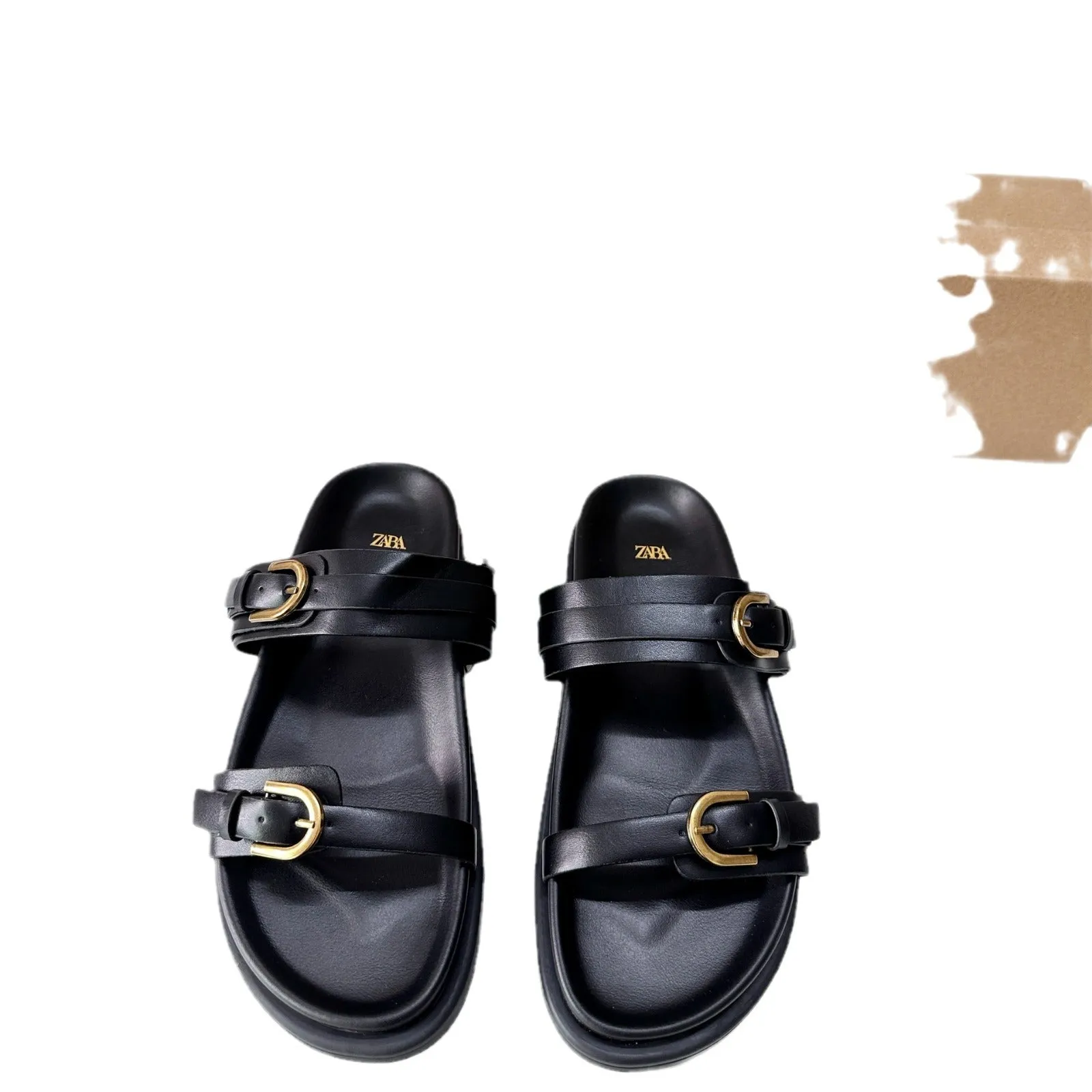 Wholesale Summer Women's Shoes with Rear Empty Black Buckle Breathable Fashion Flat Sandals