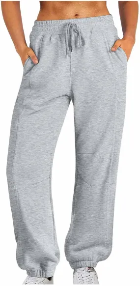 Womens High Waisted Sweatpants 2024 Casual High Waist Crop Pant Ankle Bind Solid Comfy Sweatpant with Pocket