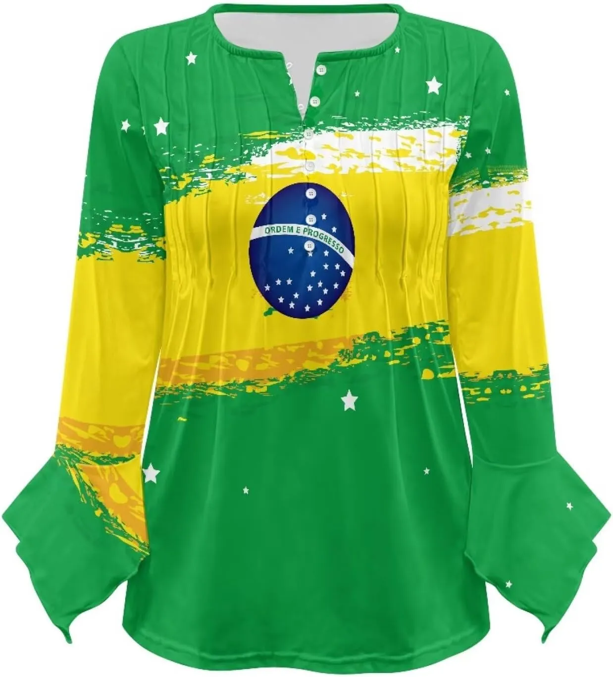 Women's Long Sleeve Button Down T-Shirt Athletic Blouse Breathable Slim Dressy Plus Size Top