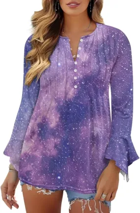 Women's Long Sleeve Button Down T-Shirt Athletic Blouse Breathable Slim Dressy Plus Size Top