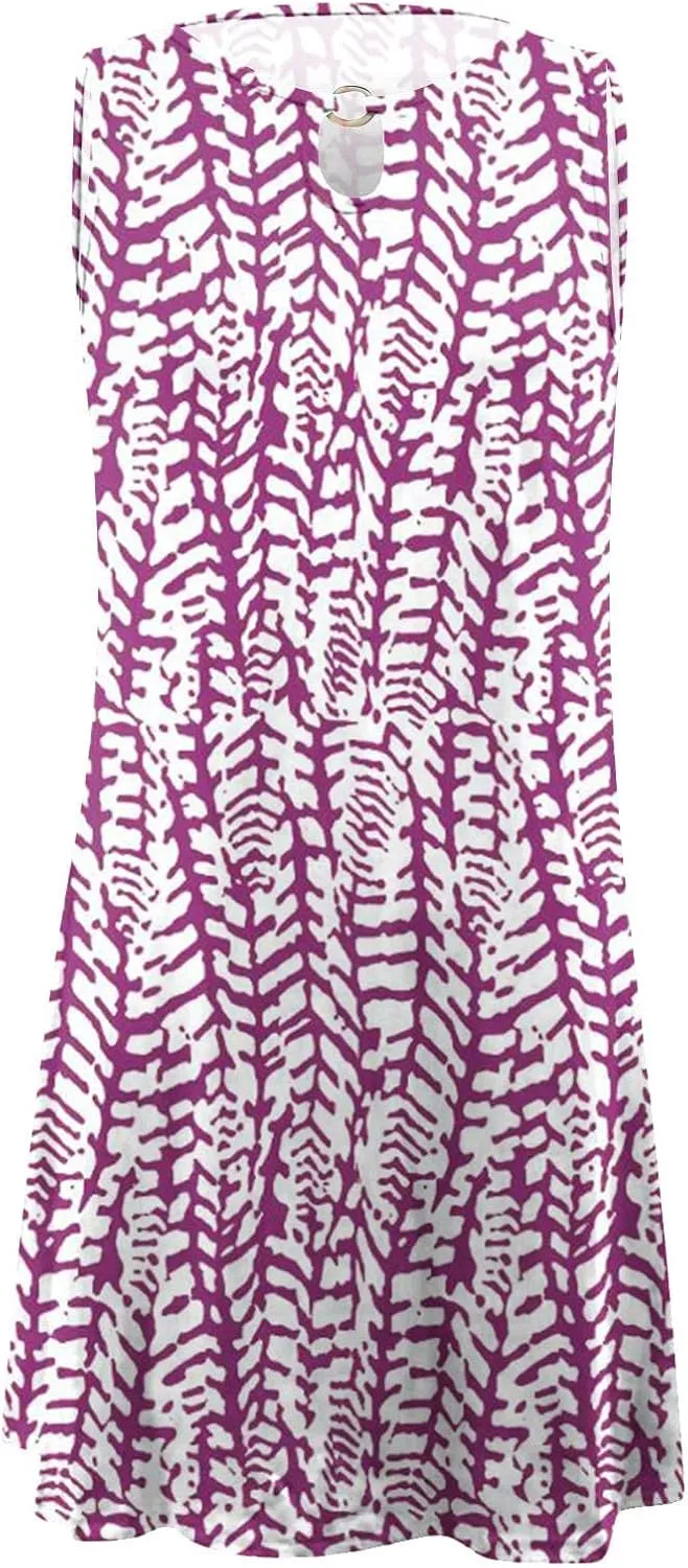 Womens Sleeveless Summer Dresses Aline Mini Dress Casual Dress Patterned Vacation Beach Dress Swing Dress